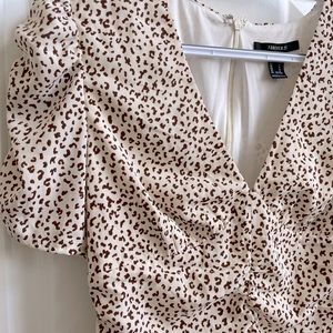 Forever 21 Animal Print Scrunched Cocktail Dress